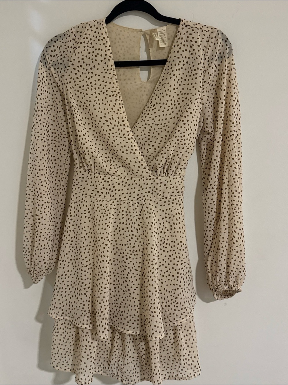 Japna Cream Dress with Black Polka Dots